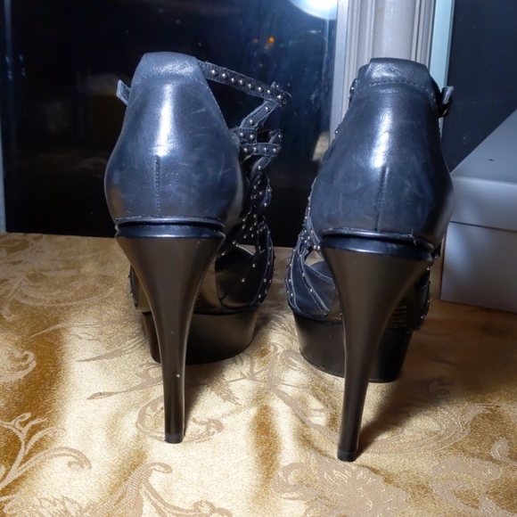 BCBG Giada cage sandal black leather platform - Picture 4 of 11